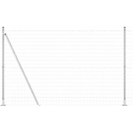 Grillage rouleau,Clôture Euro avec 7 poteaux à bride 1,5x10 m Acier galvanisé CFW2960622