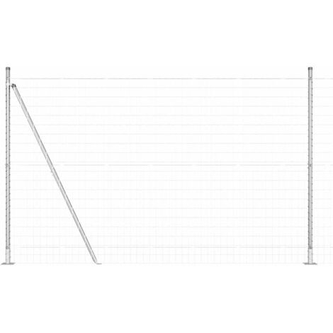 Grillage rouleau,Clôture Euro avec 7 poteaux à bride 1,5x10 m en acier galvanisé CFW3872774
