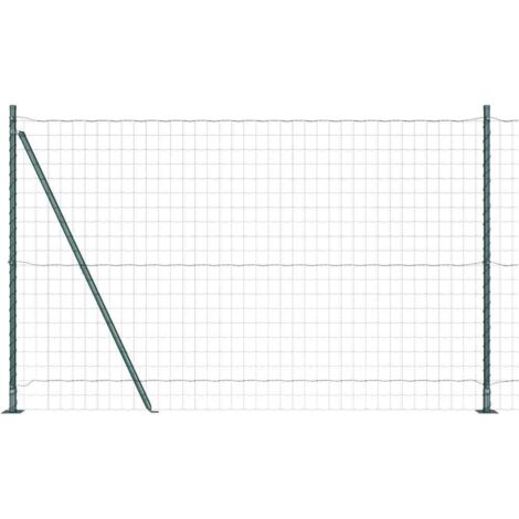 Grillage rouleau,Clôture Euro avec 7 poteaux à bride 1,6x10 m en acier galvanisé CFW4200418