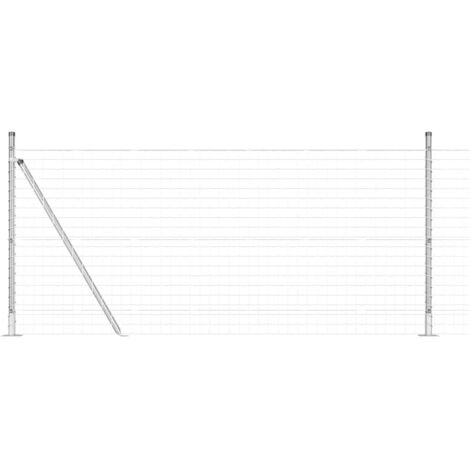 Grillage rouleau,Clôture Euro avec 7 poteaux à bride 1x10 m en Acier galvanisé CFW3398046