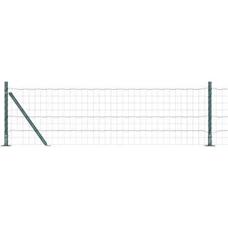 Grillage rouleau,Clôture Euro avec 7 poteaux à brides 0.6x10 m en acier galvanisé CFW8132523