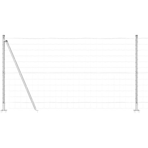 Grillage rouleau,Clôture Euro avec 7 poteaux à brides 1.2x10 m en acier galvanisé CFW6174260