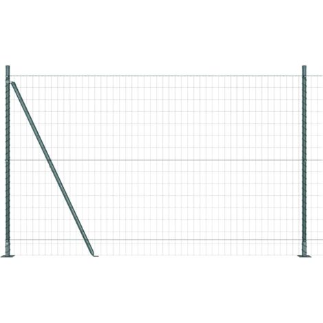 Grillage rouleau,Clôture Euro avec 7 poteaux à brides 1,6x10 m en acier galvanisé CFW8278467