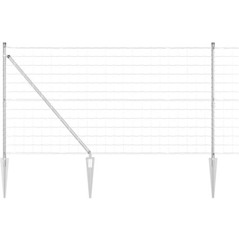 Grillage rouleau，Clôture Euro avec 7 poteaux à pointe 1,4x10 m Acier galvanisé CFW1425582