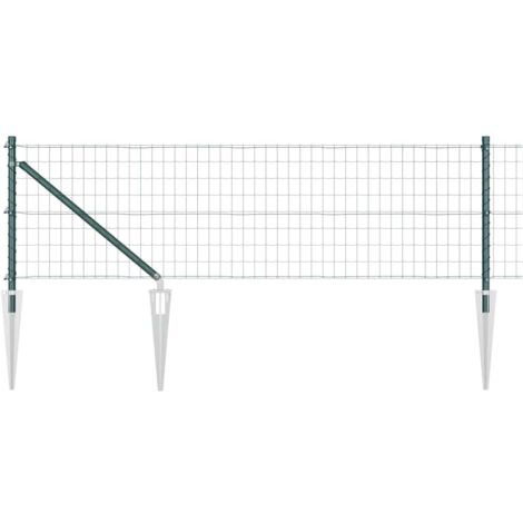 Grillage rouleau，Clôture Euro avec 7 poteaux en pointe 0.6x10 m en acier galvanisé vert CFW8359144