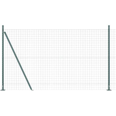 Grillage rouleau,Clôture Euro avec 7 poteaux flangés 1,6x10 m en acier galvanisé CFW3586404
