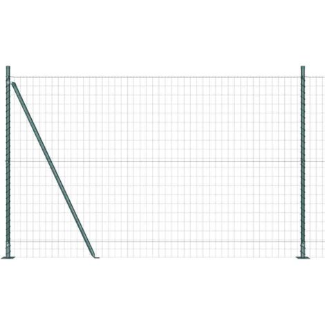 Grillage rouleau，Clôture Euro avec 7 poteaux flans 1.6x10 m en acier galvanisé CFW7101457