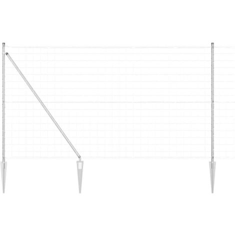 Grillage rouleau,Clôture Euro avec 7 poteaux pointus 1,5x10 m en acier galvanisé CFW1471989