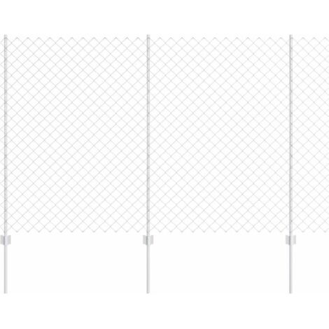 Grillage rouleau，Clôture grillage avec 20 poteaux en U Argent 1,6x10 m Acier CFW8692577
