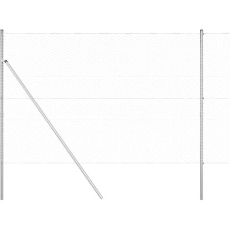 Grillage rouleau，Clôture hexagonale 1,5x10 m en acier galvanisé, Poteaux de clôture 7 pcs Ø32 mm 200 cm en acier galvanisé CFW4180517