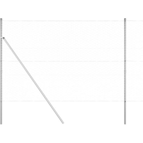 Grillage rouleau,Clôture Hexagonale 1.5x50 m Acier Galvanisé, Poteaux de Clôture 13 pcs Ø32 mm 200 cm Acier Galvanisé CFW3891773