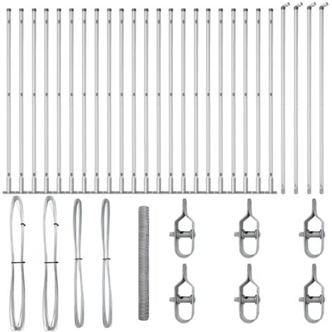 Grillage rouleau,Clôture hexagonale 1,5x50 m Acier galvanisé, Poteaux de clôture avec plaques de base 13 pcs Ø32mm 83,5cm Acier galvanisé CFW5000266
