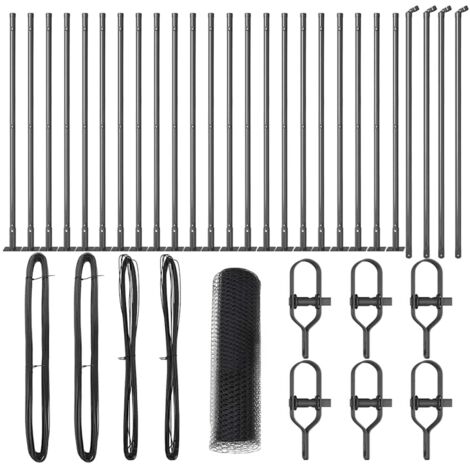 Grillage rouleau，Clôture hexagonale Grise 0,6x50 m Acier, Poteaux de clôture avec plaques de base 13 pcs Ø32mm 70cm Acier galvanisé CFW9941614