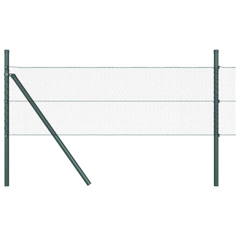 Grillage rouleau，Clôture Hexagonale Grise 0.8x50 m en Acier, Poteaux de Clôture 13 pcs Verts Ø32 mm 120 cm en Acier Galvanisé CFW8515772