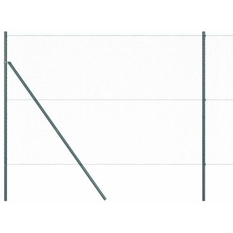 Grillage rouleau，Clôture Hexagonale Verte 1.5x10 m Acier, Poteaux de Clôture 7 pcs Vérte Ø32 mm 200 cm Acier Galvanisé CFW6893341