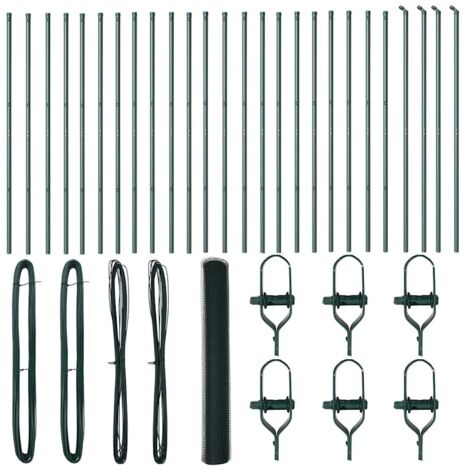 Grillage rouleau，Clôture Hexagonale Verte 1x50 m Acier, Poteaux de Clôture 13 pcs Vert Ø32 mm 150 cm Acier Galvanisé CFW5850370