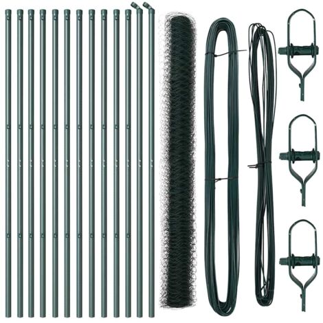 Grillage rouleau，Ensemble de clôture Lot de 2 Vert Acier revêtu de poudre CFW4424846