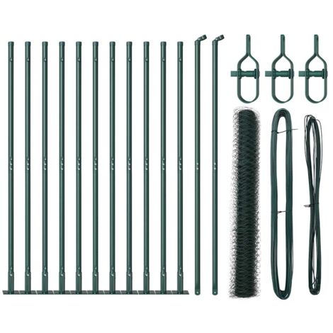 Grillage rouleau，Ensemble de Clôture Lot de 2 Vert forêt Acier 25 x 1 m Durable CFW1250337