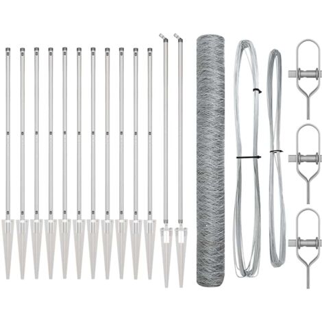 Grillage rouleau，Ensemble de Clôture Set de 2 Acier galvanisé 25 x 1,2 m Durable CFW4428400