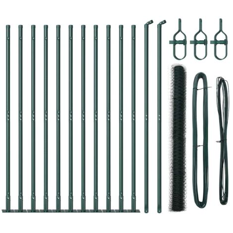 Grillage rouleau，Ensemble de Clôture Set de 2 Vert Métal 25 x 1,5 m Durable CFW6772349