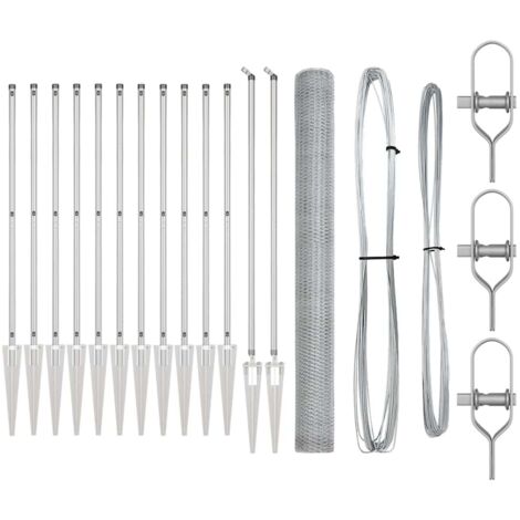 Grillage rouleau，Kit de Clôture 2 pièces Acier galvanisé 25 x 1,5 m Durable CFW4338538
