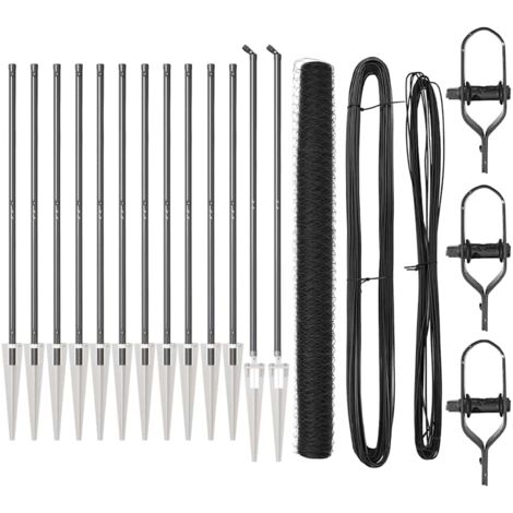 Grillage rouleau，Kit de clôture Ensemble de 2 Gris Métal, PVC 25 x 1,5 m Durable CFW7173835