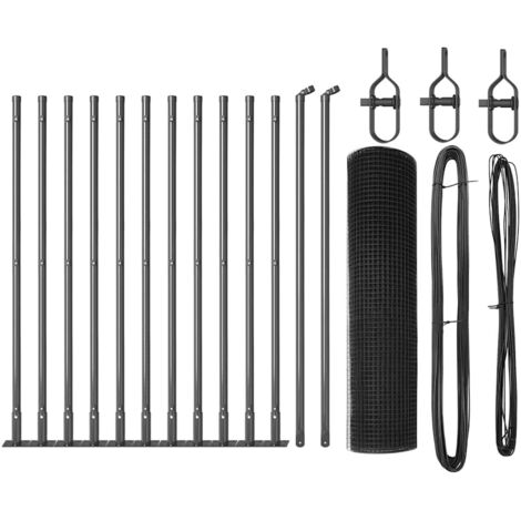 Grillage rouleau，Kit de clôture Set de 2 Gris Métal 25 x 0.5 m Durable CFW5111645