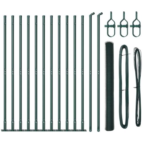 Grillage rouleau，Kit de Clôture Set de 2 Vert Métal, PVC 25 x 1,5 m Durable CFW6767464