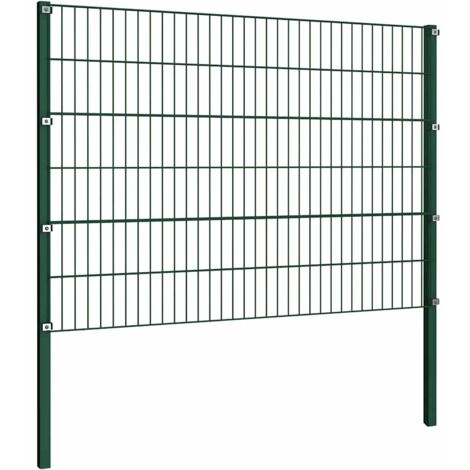 Grillage rouleau，Panneau de clôture avec poteaux en fer 176,5 x 120 cm Vert