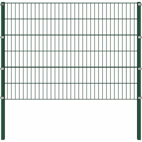 Grillage rouleau，Panneau de clôture avec poteaux en fer 349 x 120 cm Vert