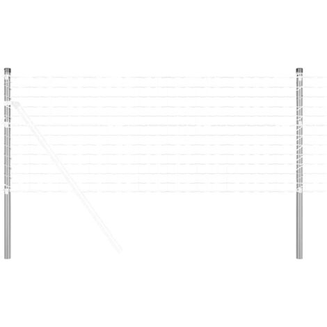 Grillage rouleau，Poteaux de clôture 12 pcs Argent 120 cm Acier peint par poudre