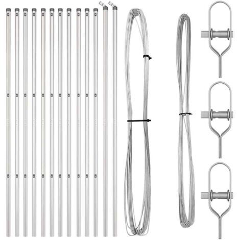Grillage rouleau，Poteaux de clôture 13 pcs Argent Ø32mm 170 cm Acier galvanisé
