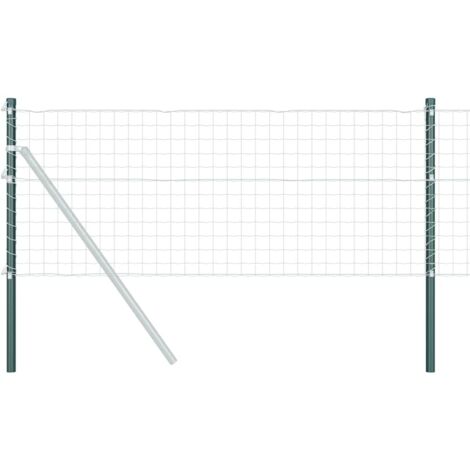 Grillage rouleau，Poteaux de clôture 2 pcs Vert 70 cm Acier peint par poudre