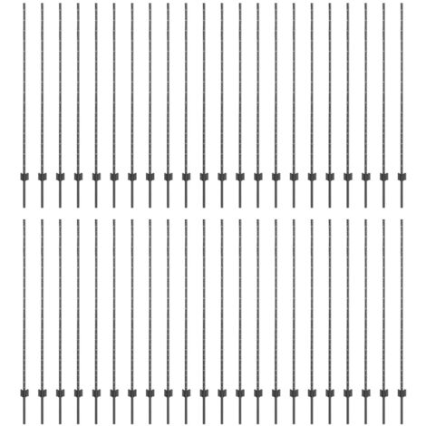 Grillage rouleau，Poteaux de clôture 88 pcs Gris 200 cm Acier