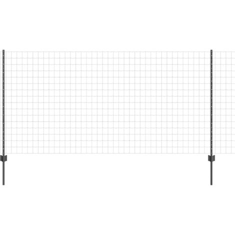 Grillage rouleau，Set de Clôture de Jardin Ensemble de 2 Gris Acier Revêtu de Poudre CFW3607199