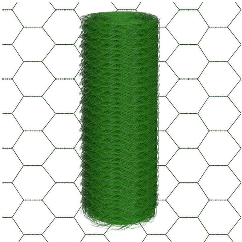 Lucn - Grillage soudé - 0,5 m x 25 m - Tressage hexagonal - Taille du trou : 25 mm - Clôture de jardin revêtue de pvc pour la protection des plantes,