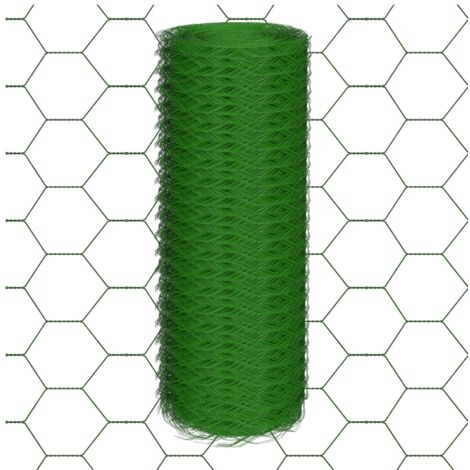 Grillage soudé - 0,5 m x 25 m - Tressage hexagonal - Taille du trou : 25 mm - Clôture de jardin revêtue de PVC pour la protection des plantes, des animaux domestiques, des fleurs, galvanisé