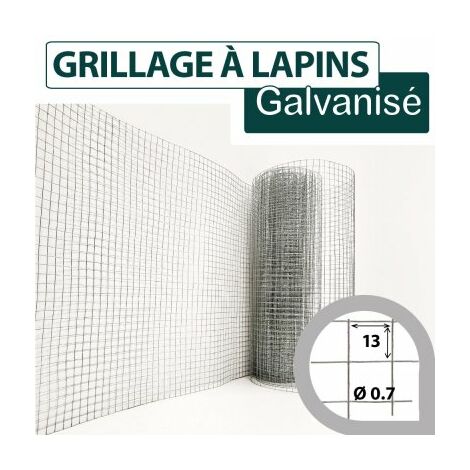 Grillage Soudé Galvanisé - Maille Carrée 13mm - Longueur 25m - 0,5 mètre