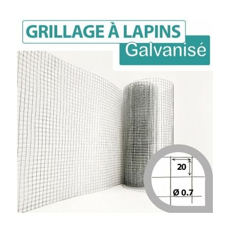 Grillage Soudé Galvanisé - Maille Carrée 20mm - Longueur 10m - 0,5 mètre