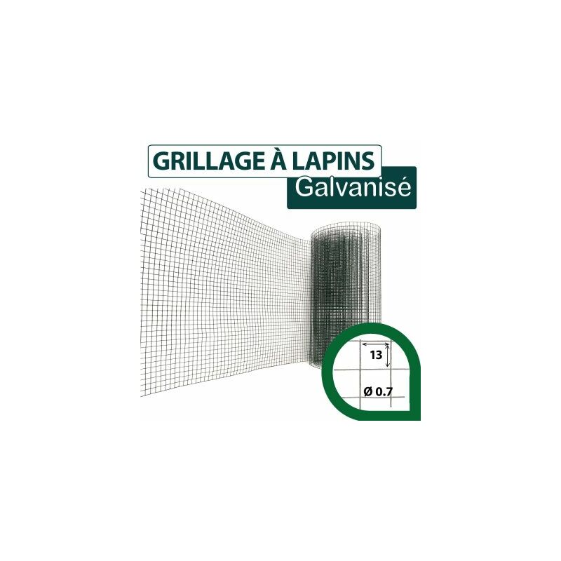 Grillage Soudé Vert - Maille Carrée 13mm - Longueur 5m - 1 mètre - Vert (ral 6005)