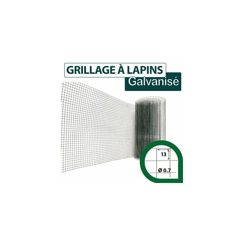 Grillage Soudé Vert - Maille Carrée 13mm - Longueur 25m - 1 mètre - Vert (RAL 6005)