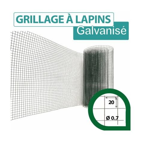 Grillage Soudé Vert - Maille Carrée 20mm - Longueur 25m - 0,50 mètre