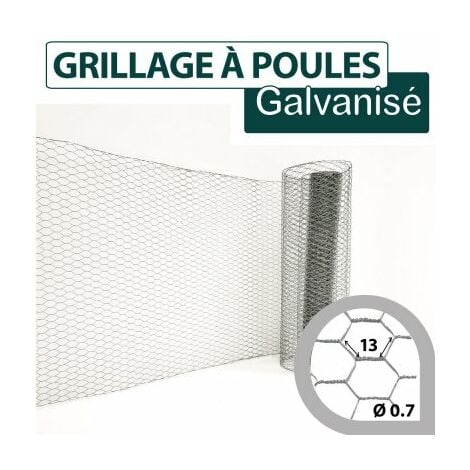 Grillage Triple Torsion Galvanisé - Maille Hexa 13mm - Longueur 50m - 1.50 mètre