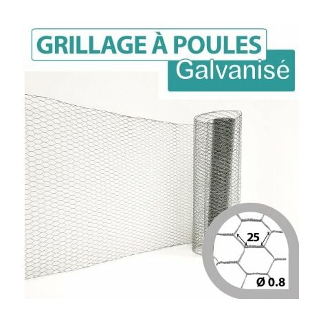 Grillage Triple Torsion Galvanisé - Maille Hexa 25mm - Longueur 5m - 0.5 metre