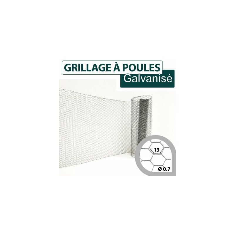 Cloture&jardin - Grillage Triple Torsion Galvanisé - Maille Hexa 13mm - Longueur 50m - 1,20 mètre - Galvanisé