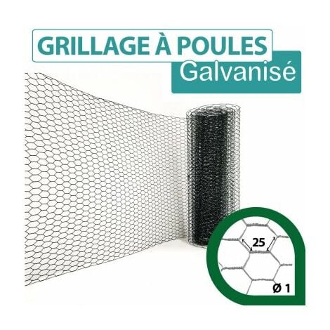 Rouleau de 0.5x5m Grillage Maille carrée 13 mm acier galvanisé plastifié  vert - Nature