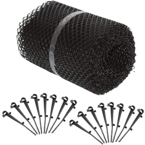 Grillages de protection pour gouttière avec 15clips de fixation ,Grillage gouttière,8 m de Long, Plastique, Protection Anti-Feuilles mortes, 15 cm de Large, Pratique, Noir Adulte Unisexe, 1 élément
