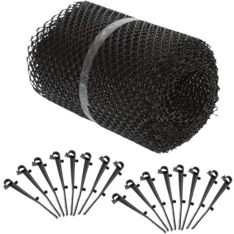Grillages de protection pour gouttière avec 15clips de fixation ,Grillage gouttière,8 m de Long, Plastique, Protection Anti-Feuilles mortes, 15 cm de Large, Pratique, Noir Adulte Unisexe, 1 élément
