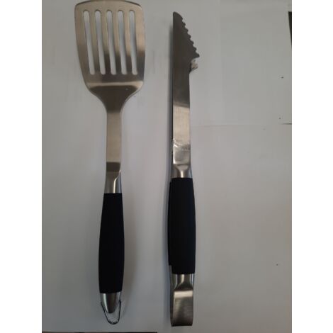 Grillbesteck 2-teilig XXL Wender 44,5 cm und Zange 43cm aus Edelstahl