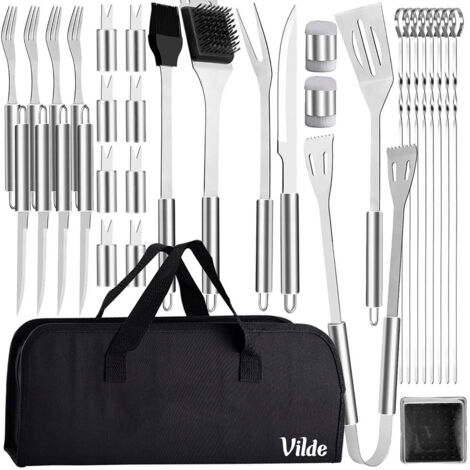 Grillbesteck-Set aus Stahl mit Koffer, 33-teilig.